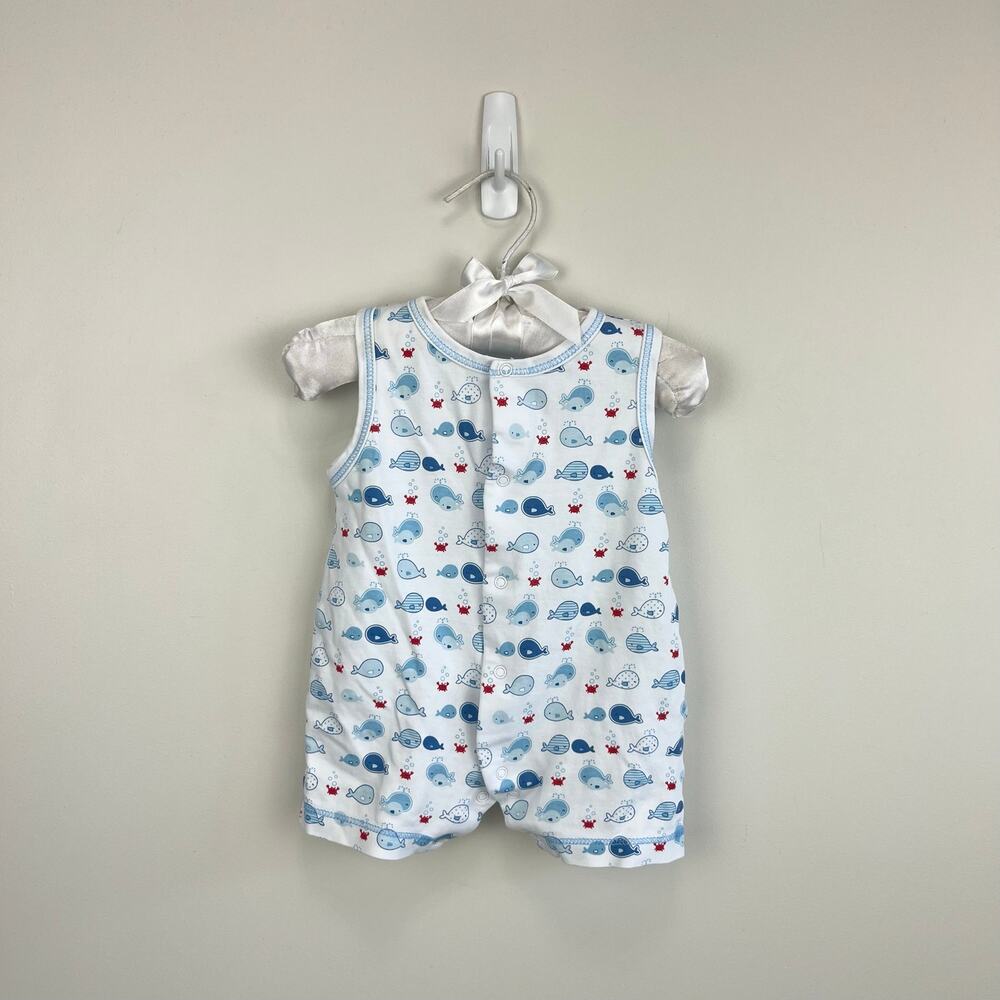 Kissy Kissy Pima Cotton Whale Print Sleeveless Playsuit Romper 0-3 Months